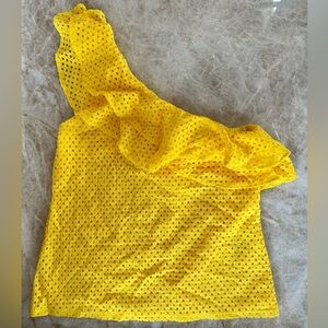 Banana Republic Yellow Eyelet One-Shoulder Top